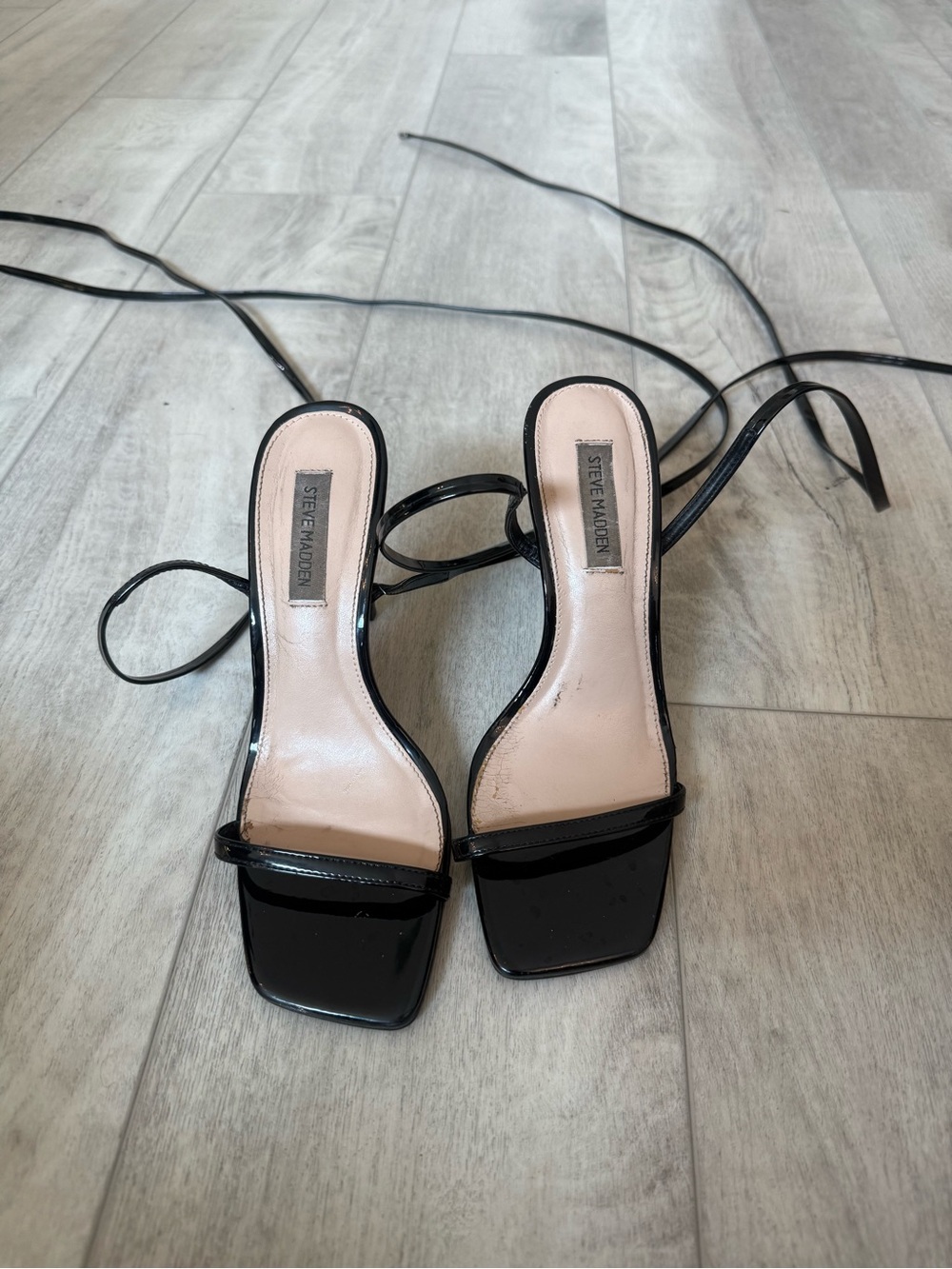 Steve Madden Uplift Black Patent Lace Up Heels Women’s 8M Square Toe